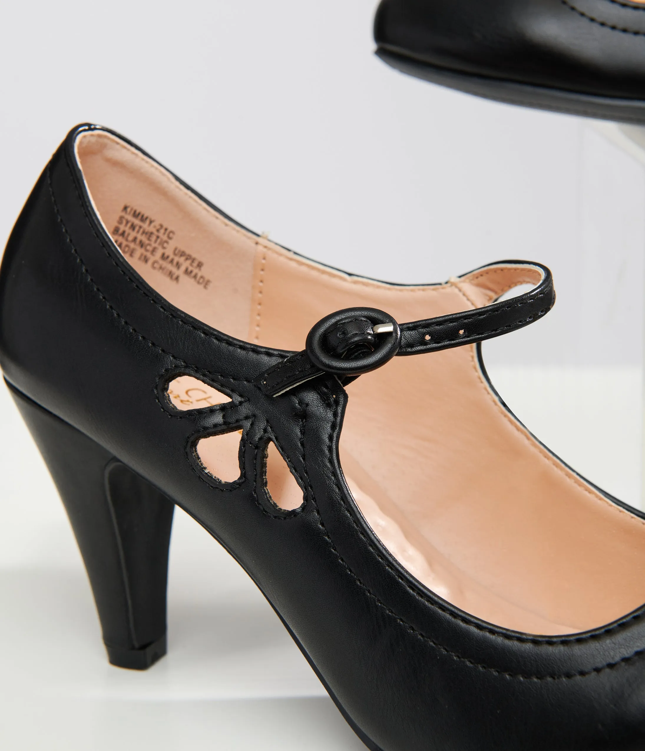 1920s Black Leatherette Mary Jane Heels