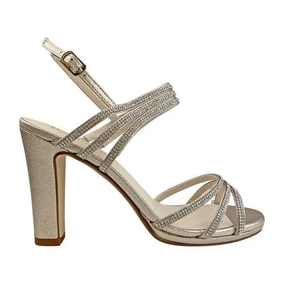 3.5" Elizabeth Rhinestone Heel | Silver, Champagne