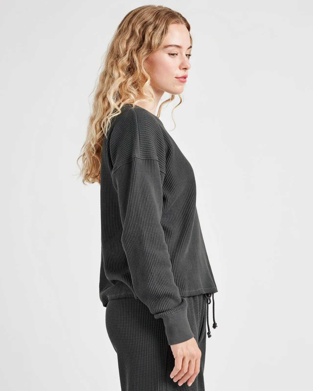 Alina Waffle Crop Sweatshirt