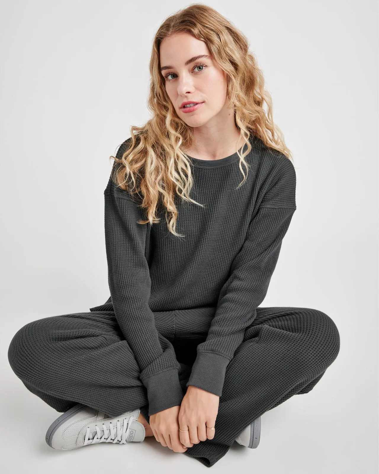 Alina Waffle Crop Sweatshirt