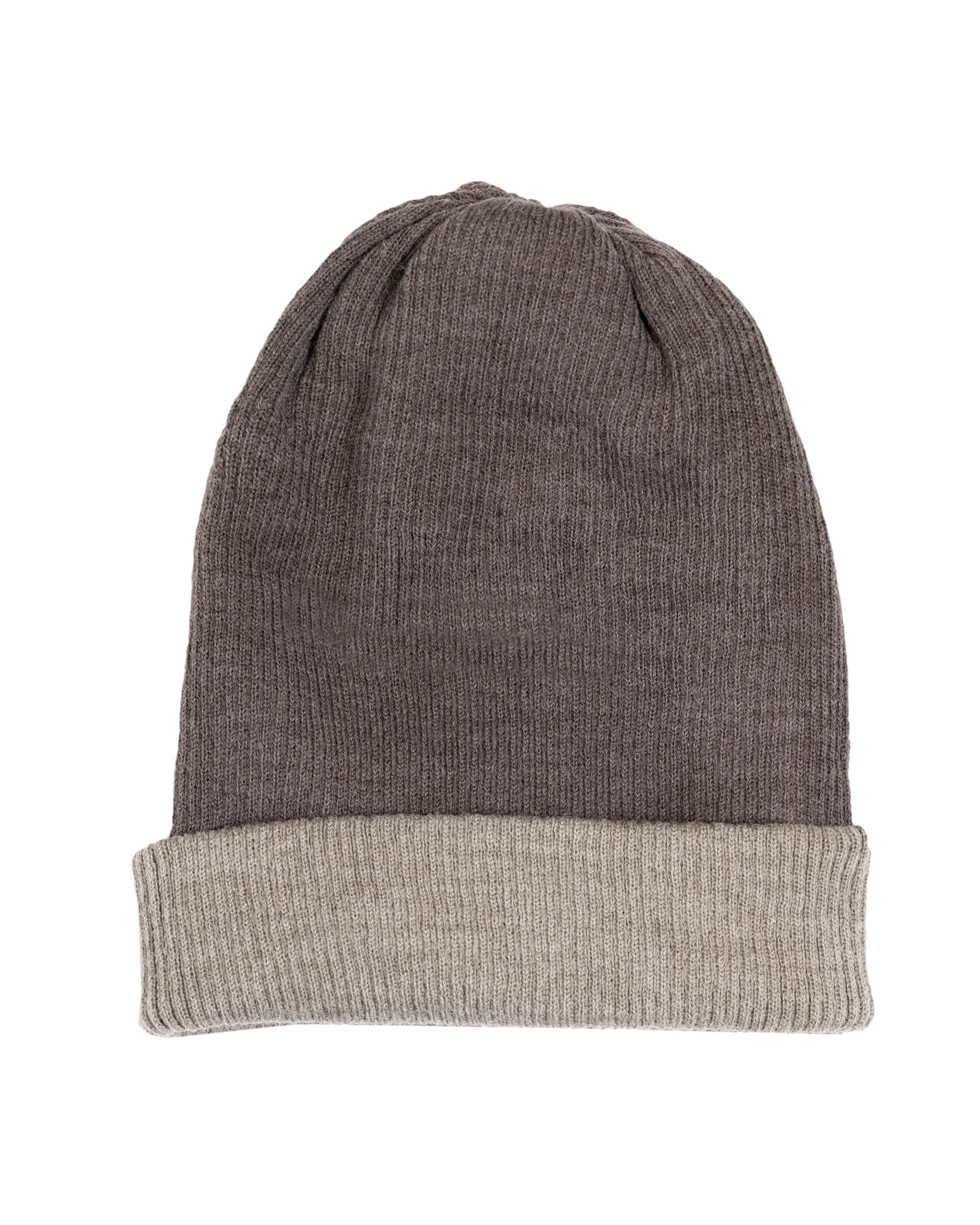 ALPACA RIBBED REVERSIBLE BEANIE