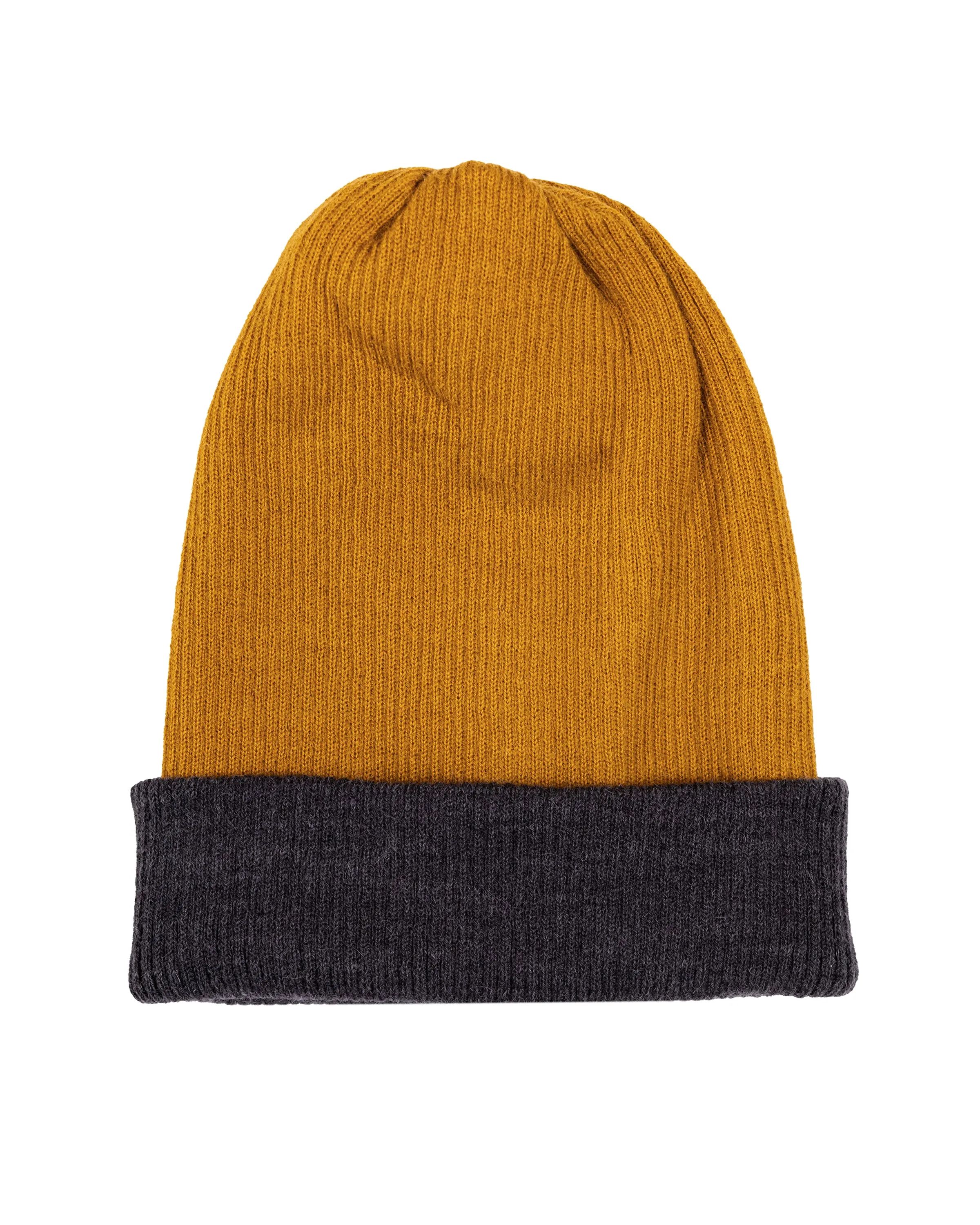 ALPACA RIBBED REVERSIBLE BEANIE