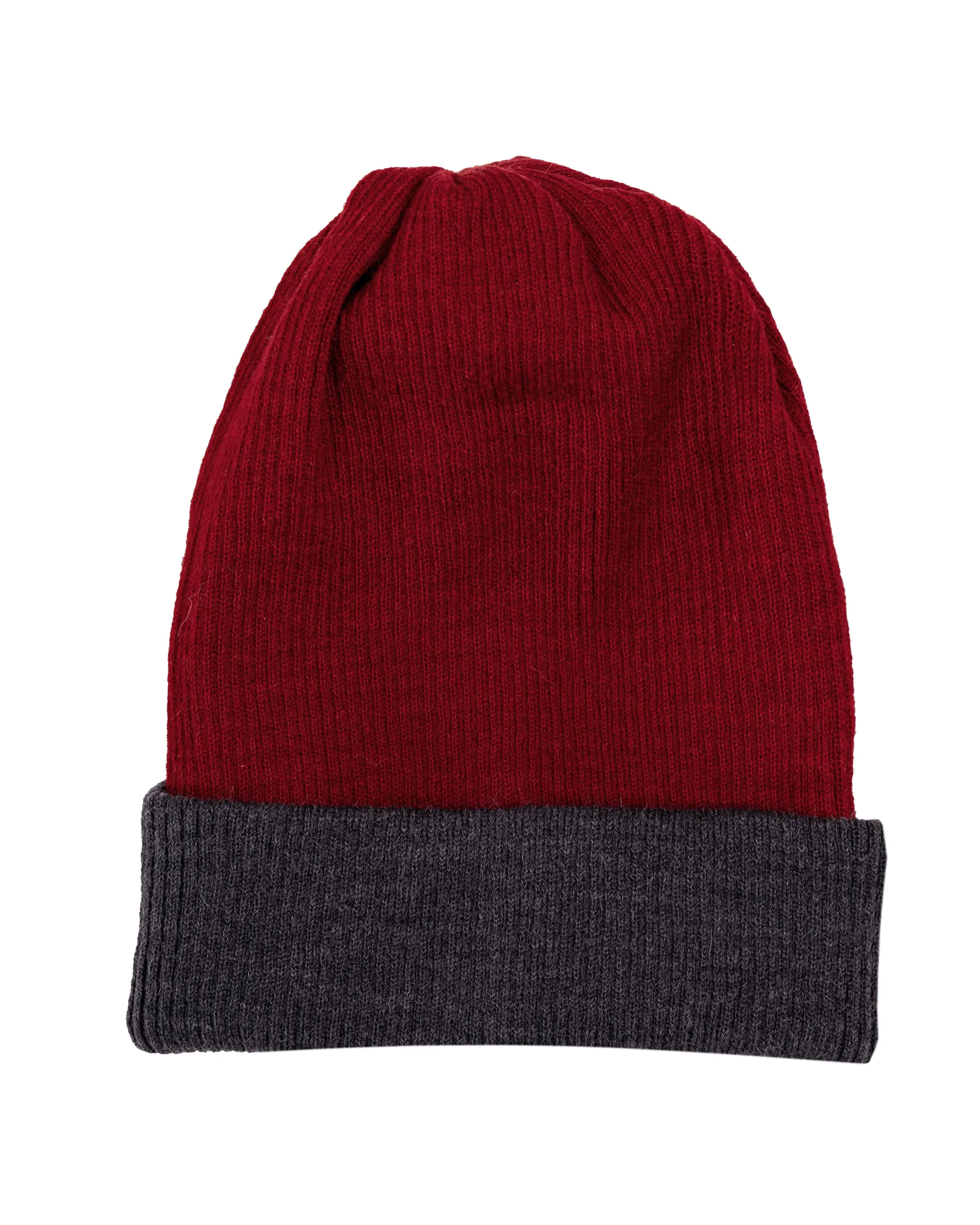 ALPACA RIBBED REVERSIBLE BEANIE