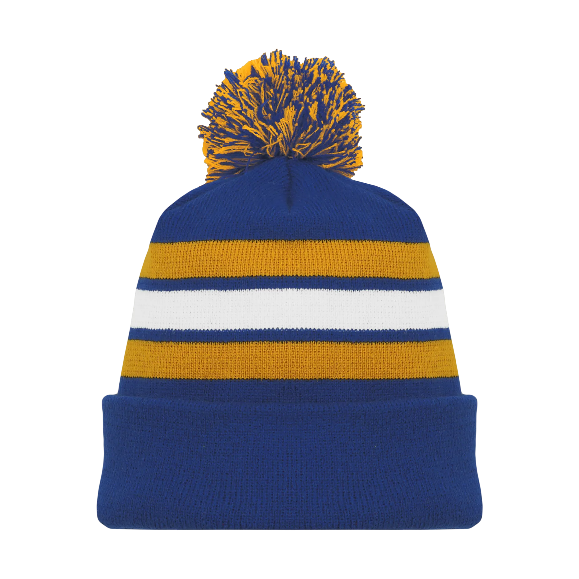 Athletic Knit (AK) A1830A-447 Adult Royal Blue/Gold/White Hockey Toque/Beanie