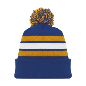 Athletic Knit (AK) A1830A-447 Adult Royal Blue/Gold/White Hockey Toque/Beanie