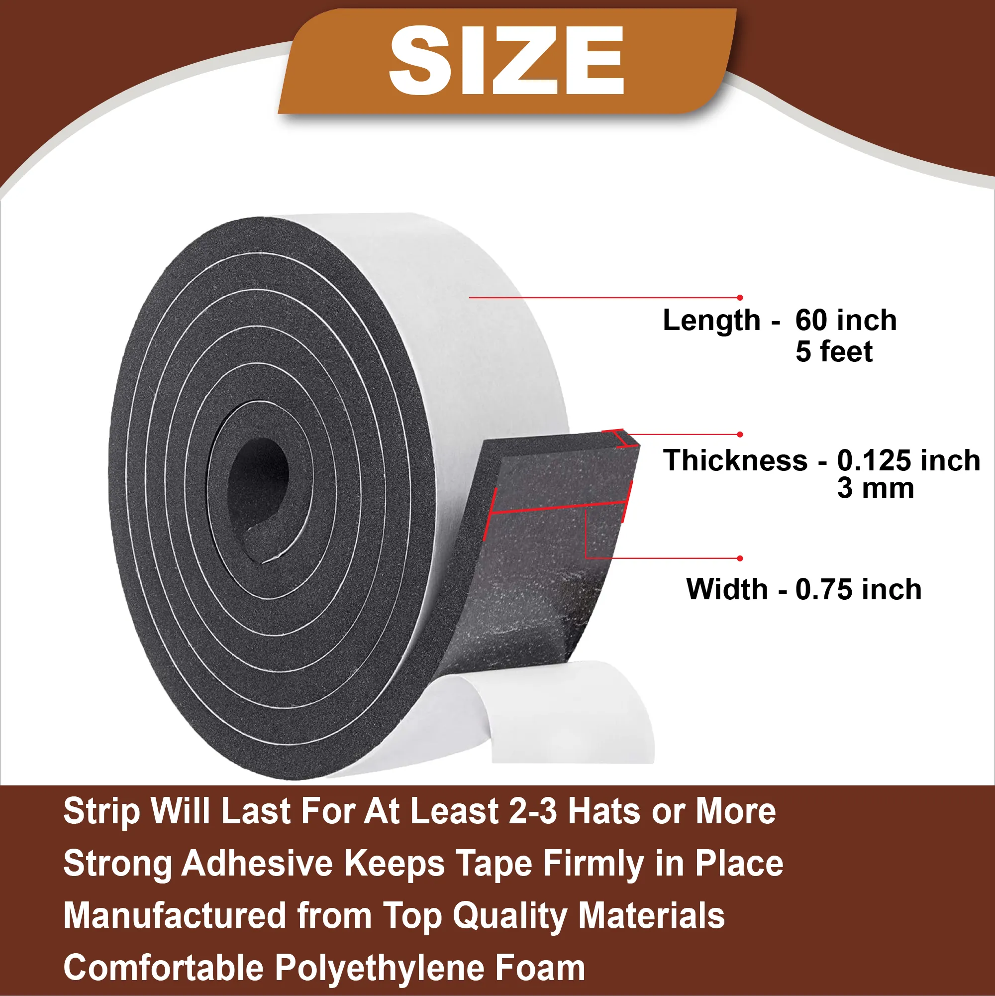 Atzi Hats Premium Hat Sizing Tape - 5 Feet