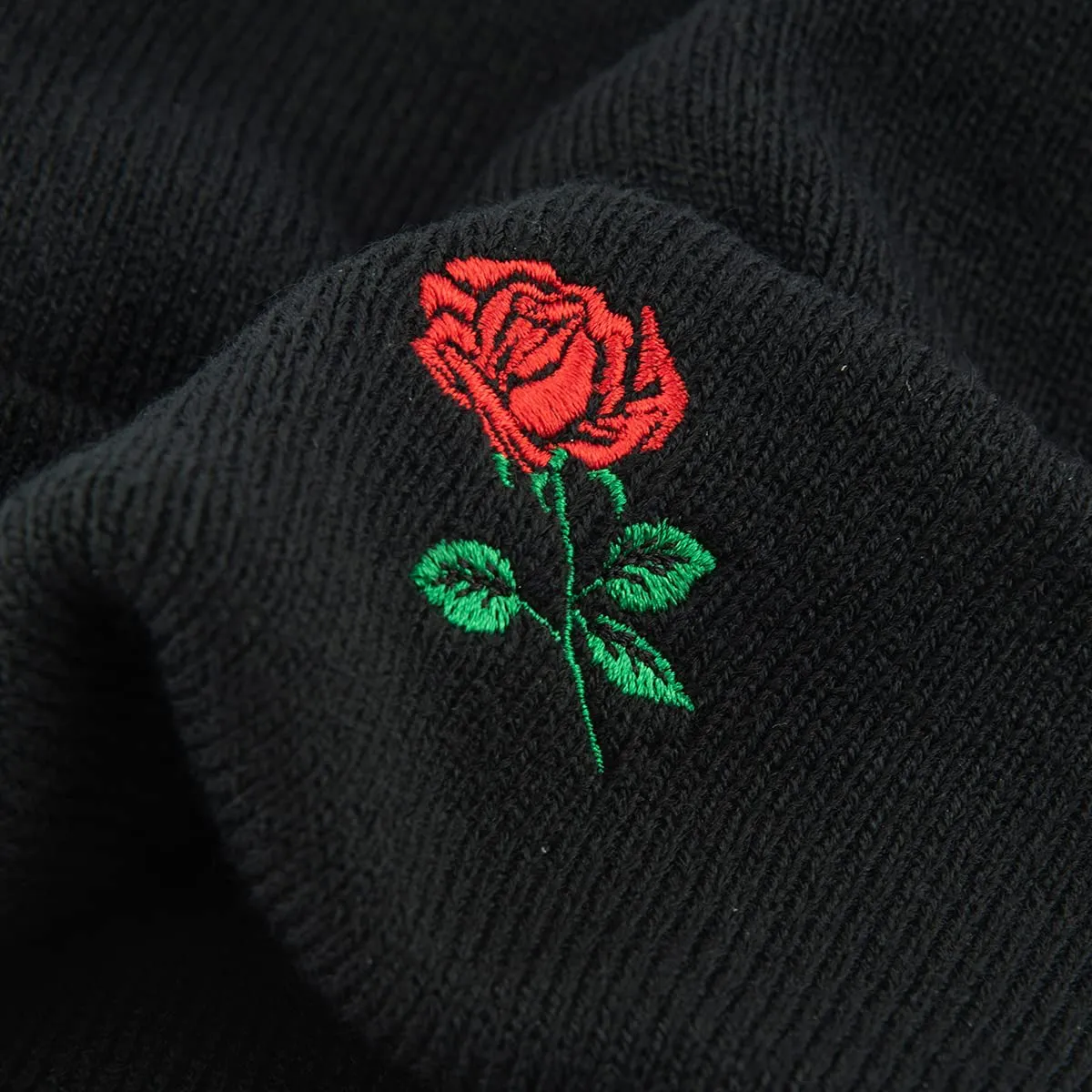 AUNG CROWN Beanie Rose Embroidered Knit Hats Caps for Men Women Black (Beanie)