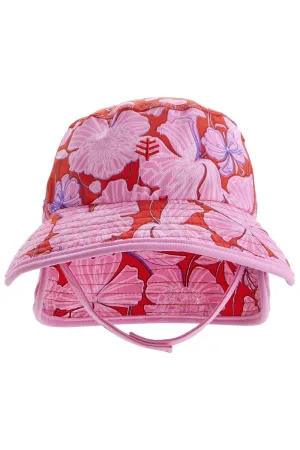 Baby Linden Sun Bucket Hat | Radiant Red Botanical Floral