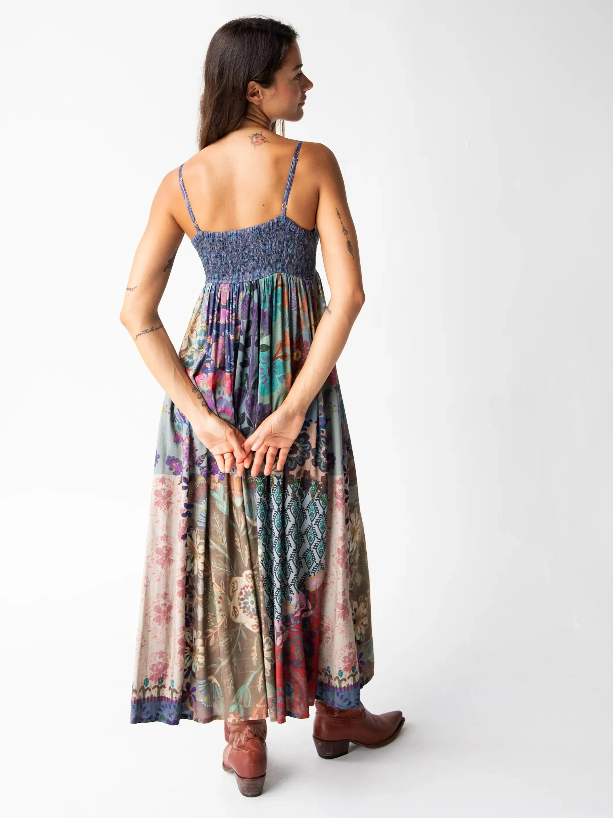 Bailey Maxi Dress - Blue Patchwork