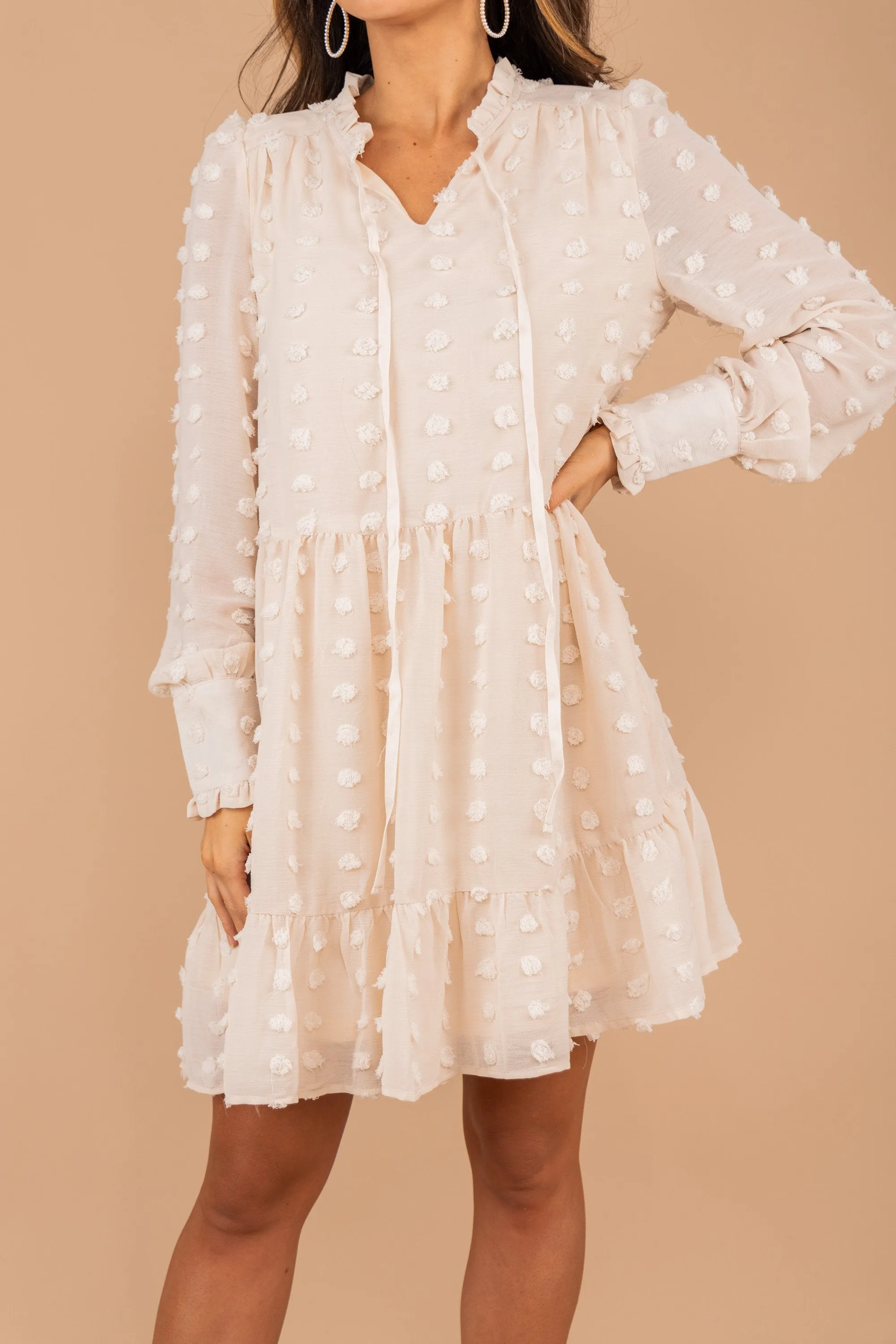 Be The Best Natural White Swiss Dot Dress