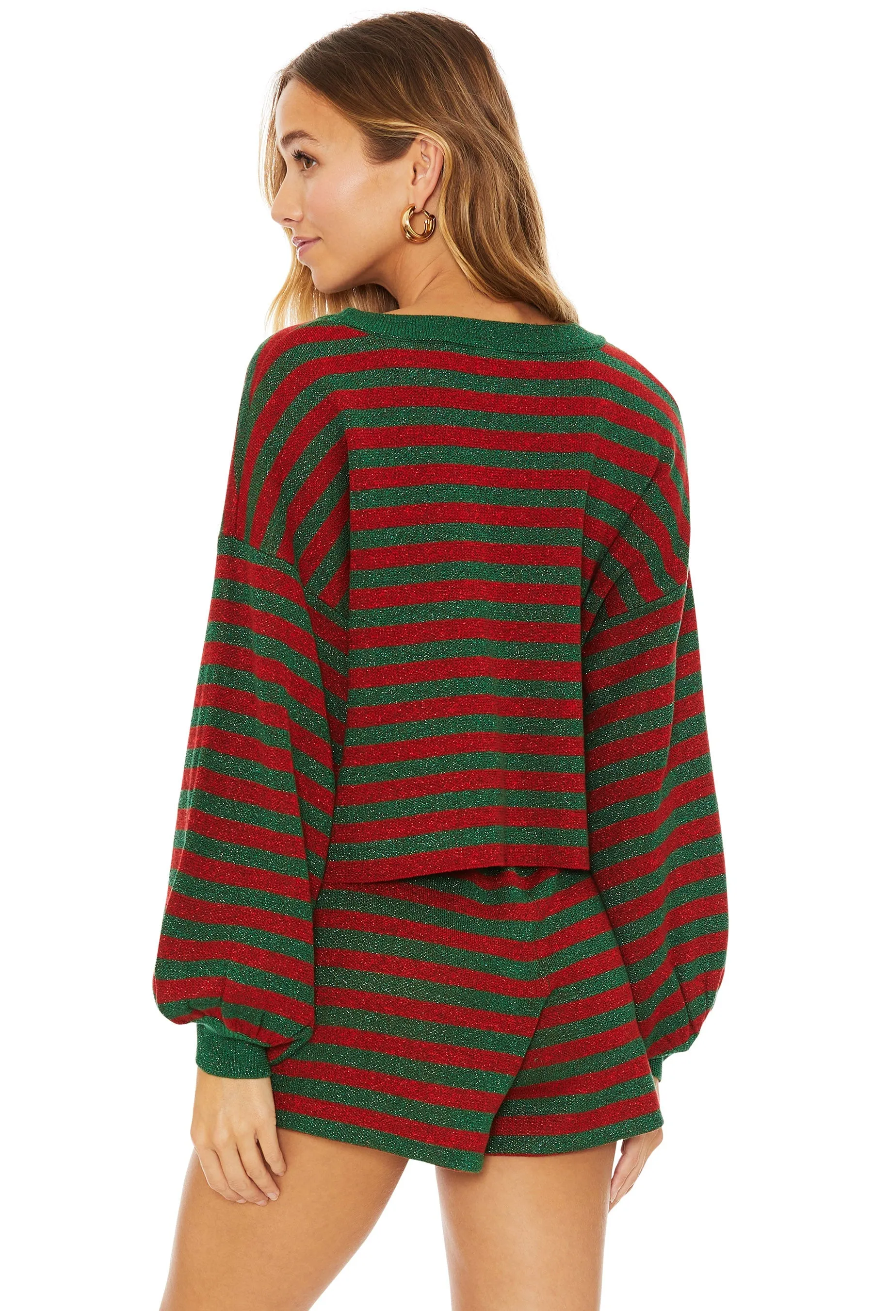 Beach Riot Ava Sweater in Holiday Glitter Stripe