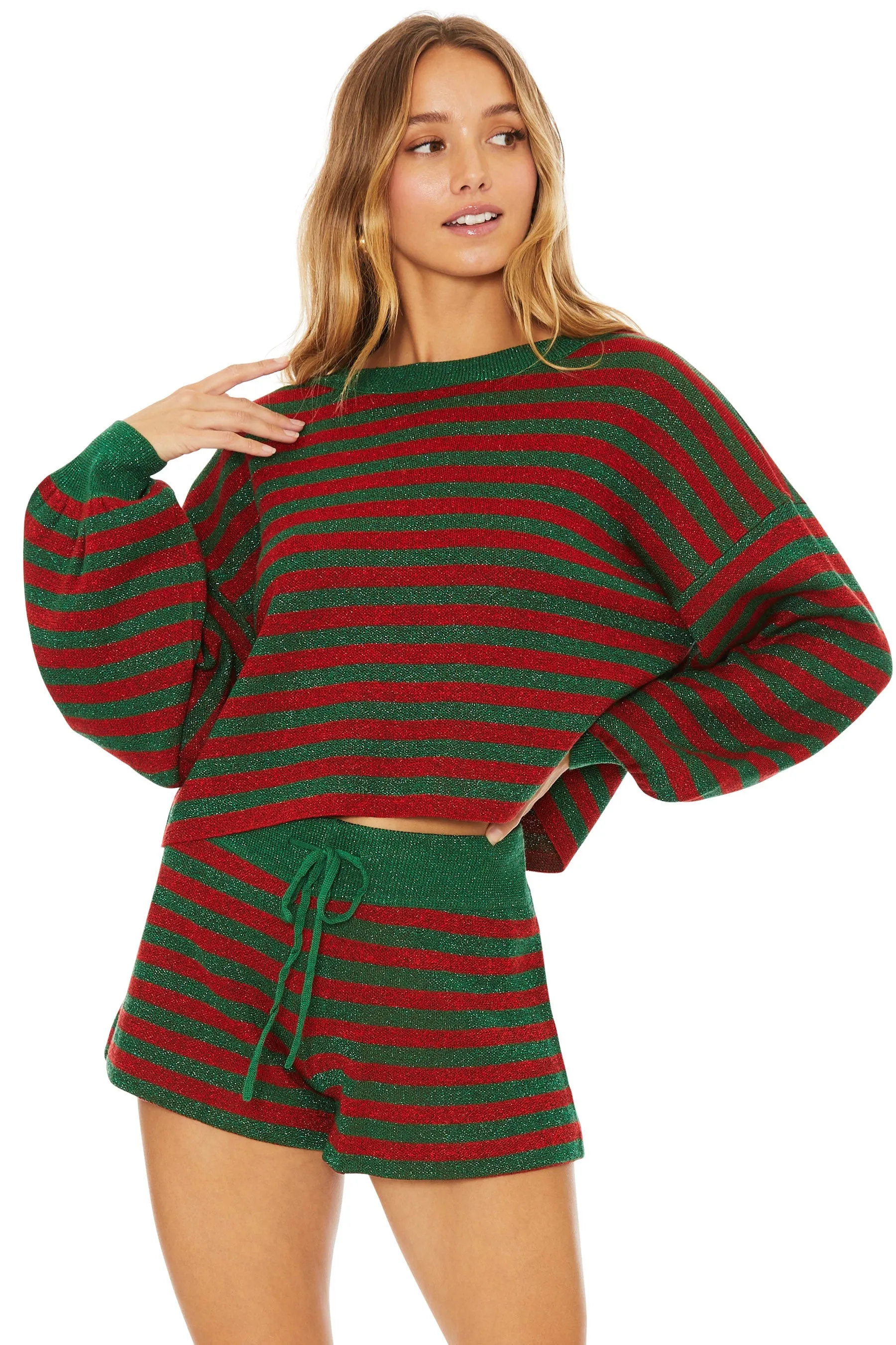 Beach Riot Ava Sweater in Holiday Glitter Stripe