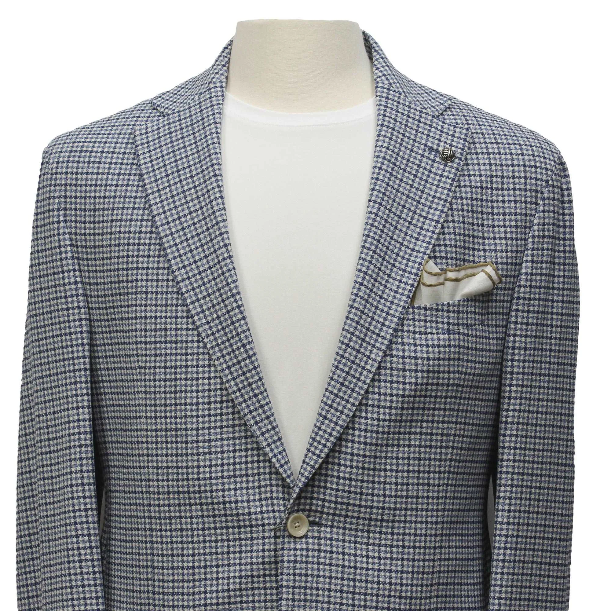 Blue Check Wool-Stretch Comfortwear Hampton Contemporary Sport Jacket - Jack Victor