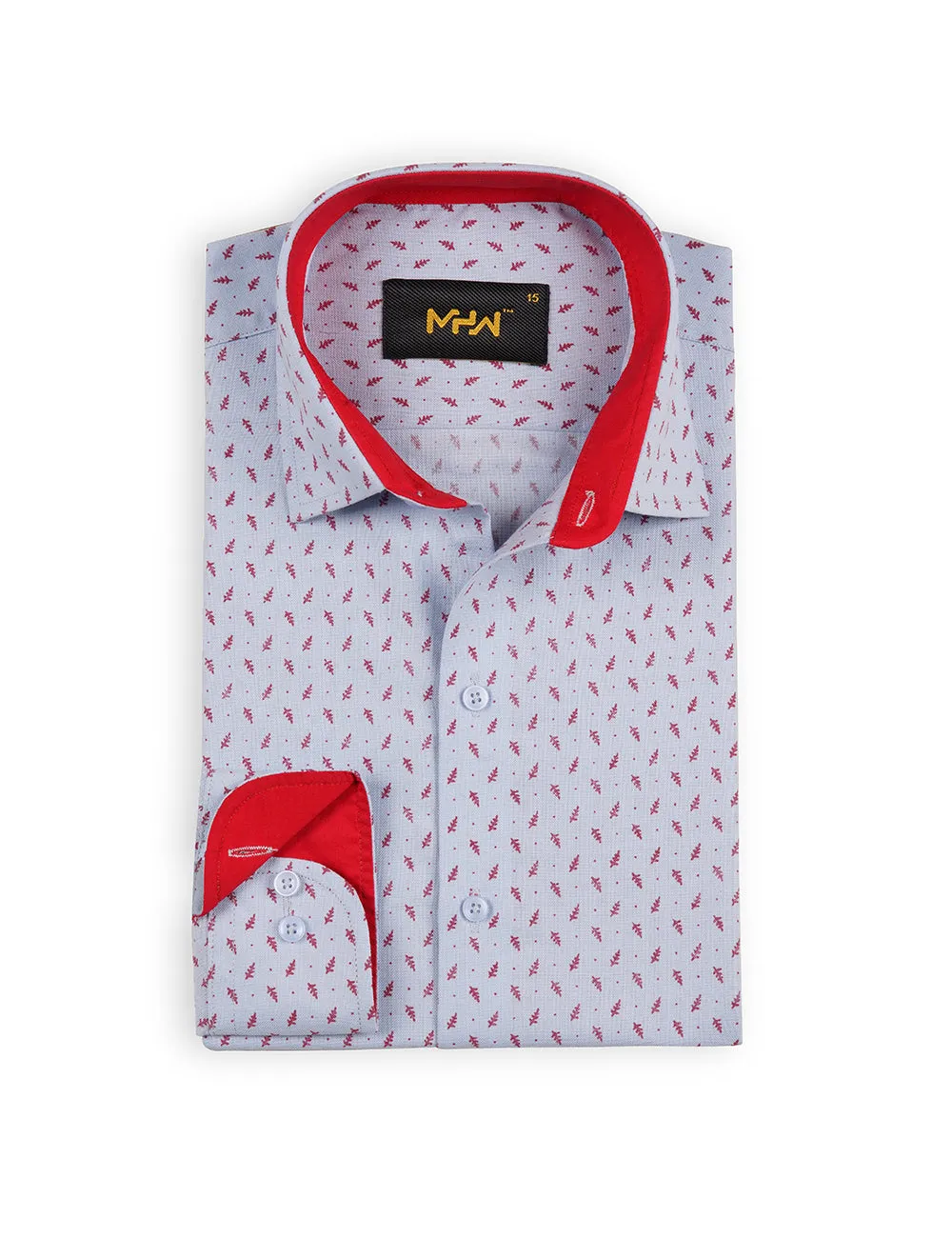 Blue Elegance Printed Dress Shirt for Men