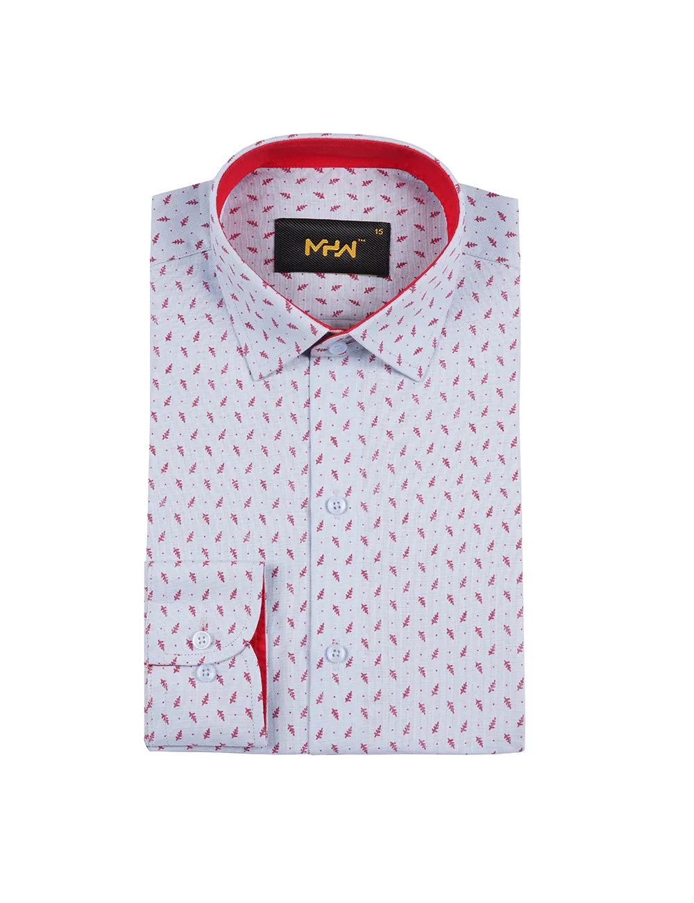 Blue Elegance Printed Dress Shirt for Men