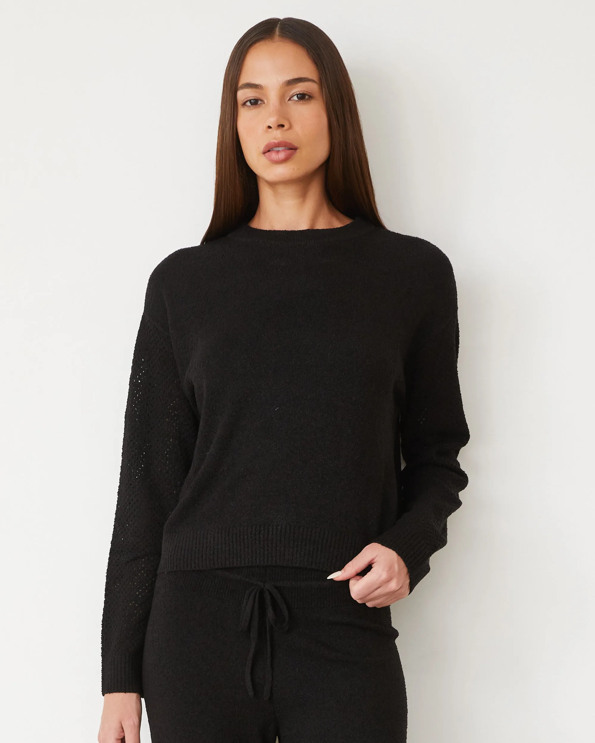 Boucle Knit Mesh Mixed Sweater