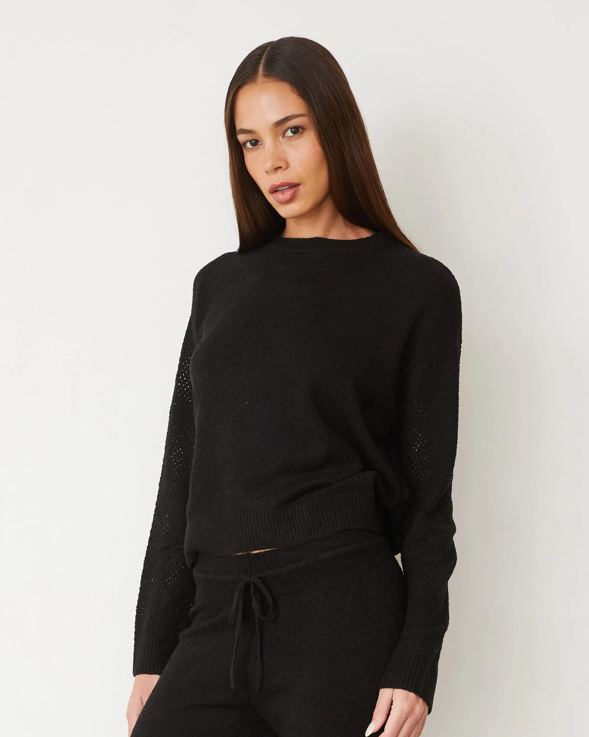 Boucle Knit Mesh Mixed Sweater