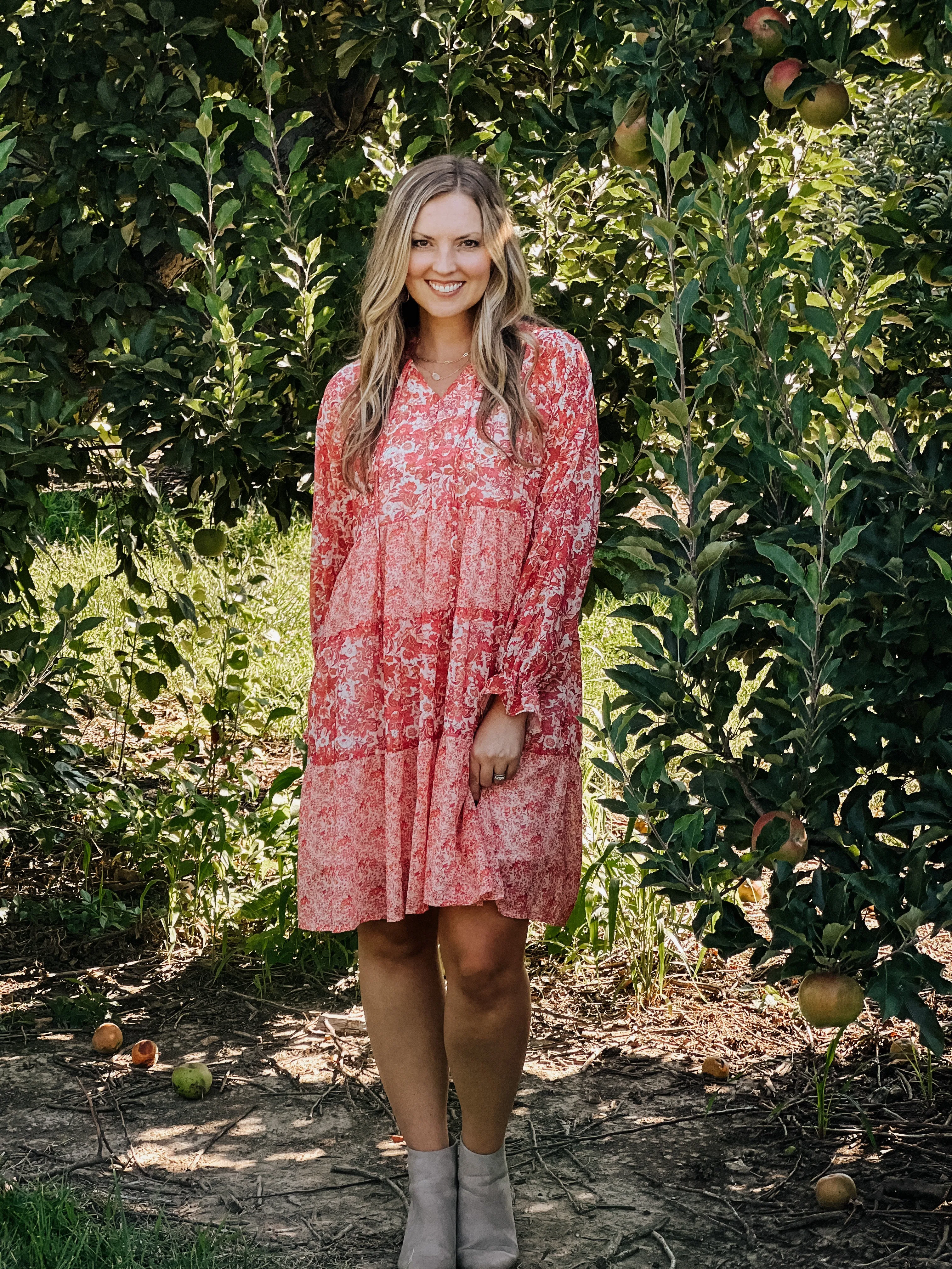 Bubble Sleeve Floral Dress