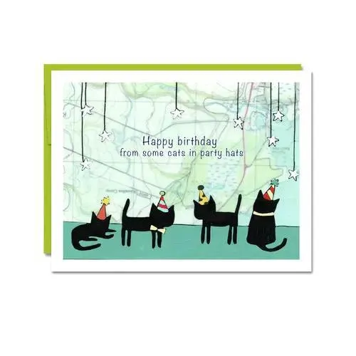 Card - Birthday - Party Cats by Rachel Austin Art