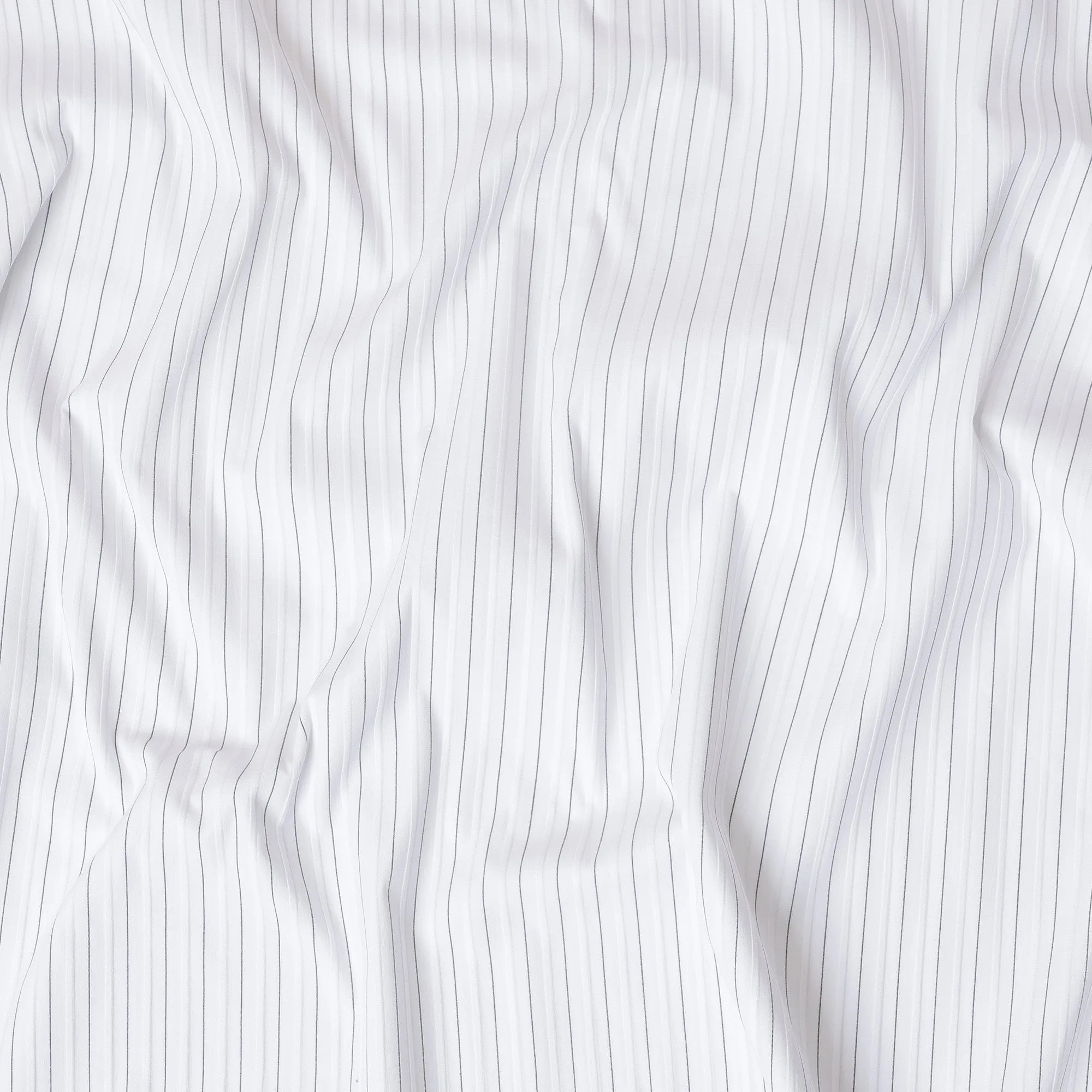 Classic White 100% Cotton Tuxedo Shirting Fabric with Fine Pinstripes, 150 cm Width, Made in Switzerland-D20467