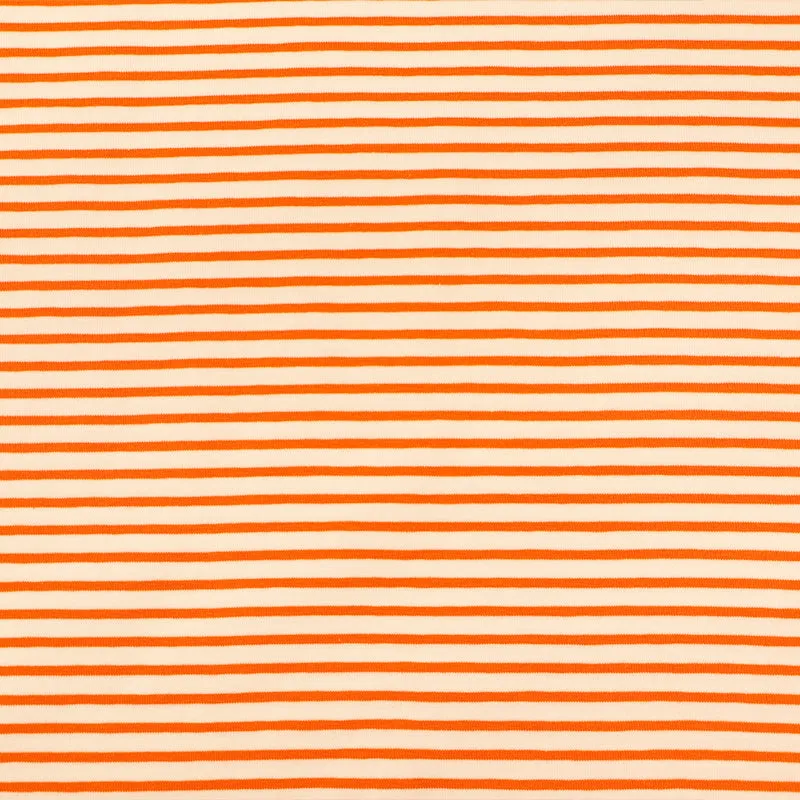 Cotton Stripe Jersey - Orange and Ecru