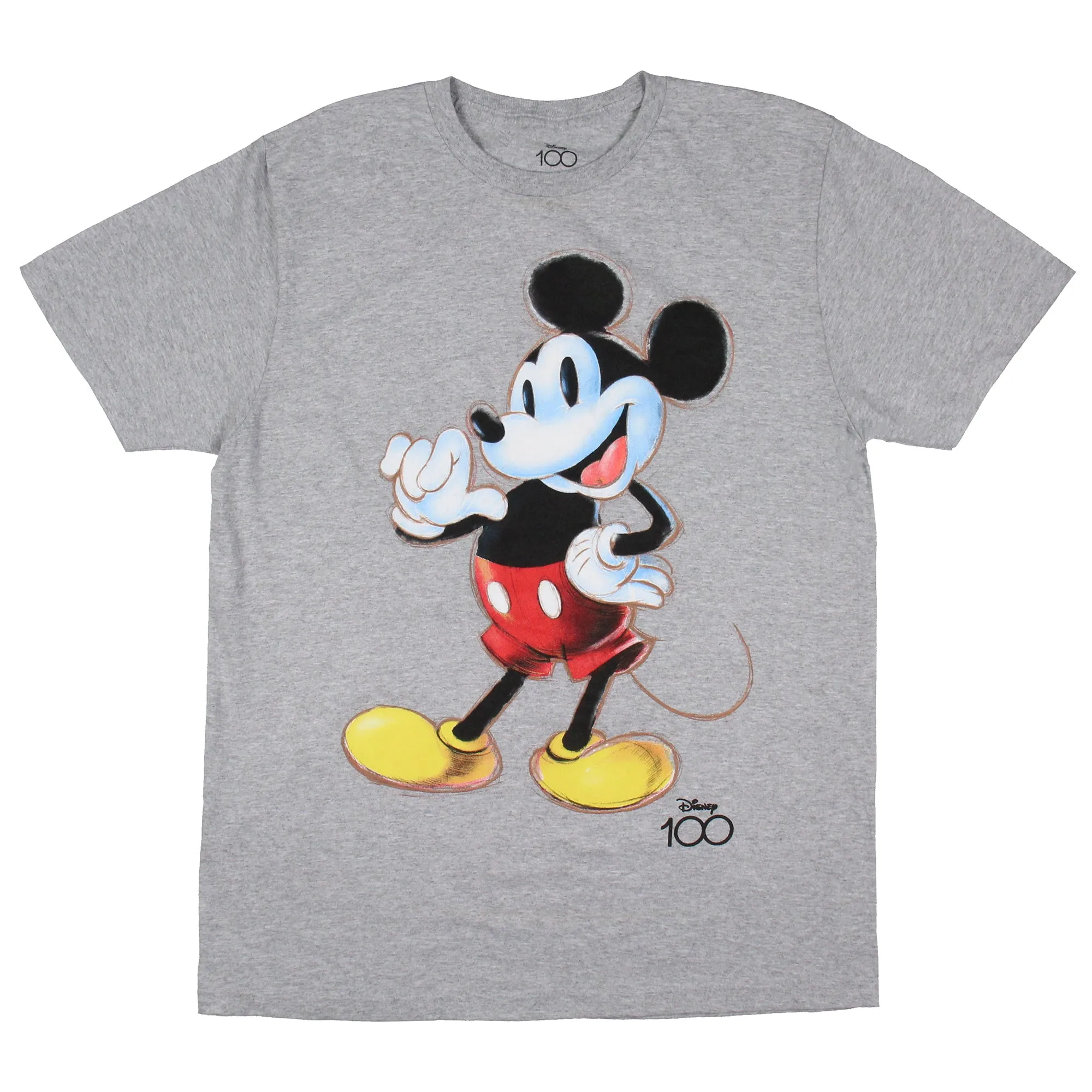 Disney Mickey Mouse Men's Happy Pose Sketch Design Graphic Print T-Shirt Adult