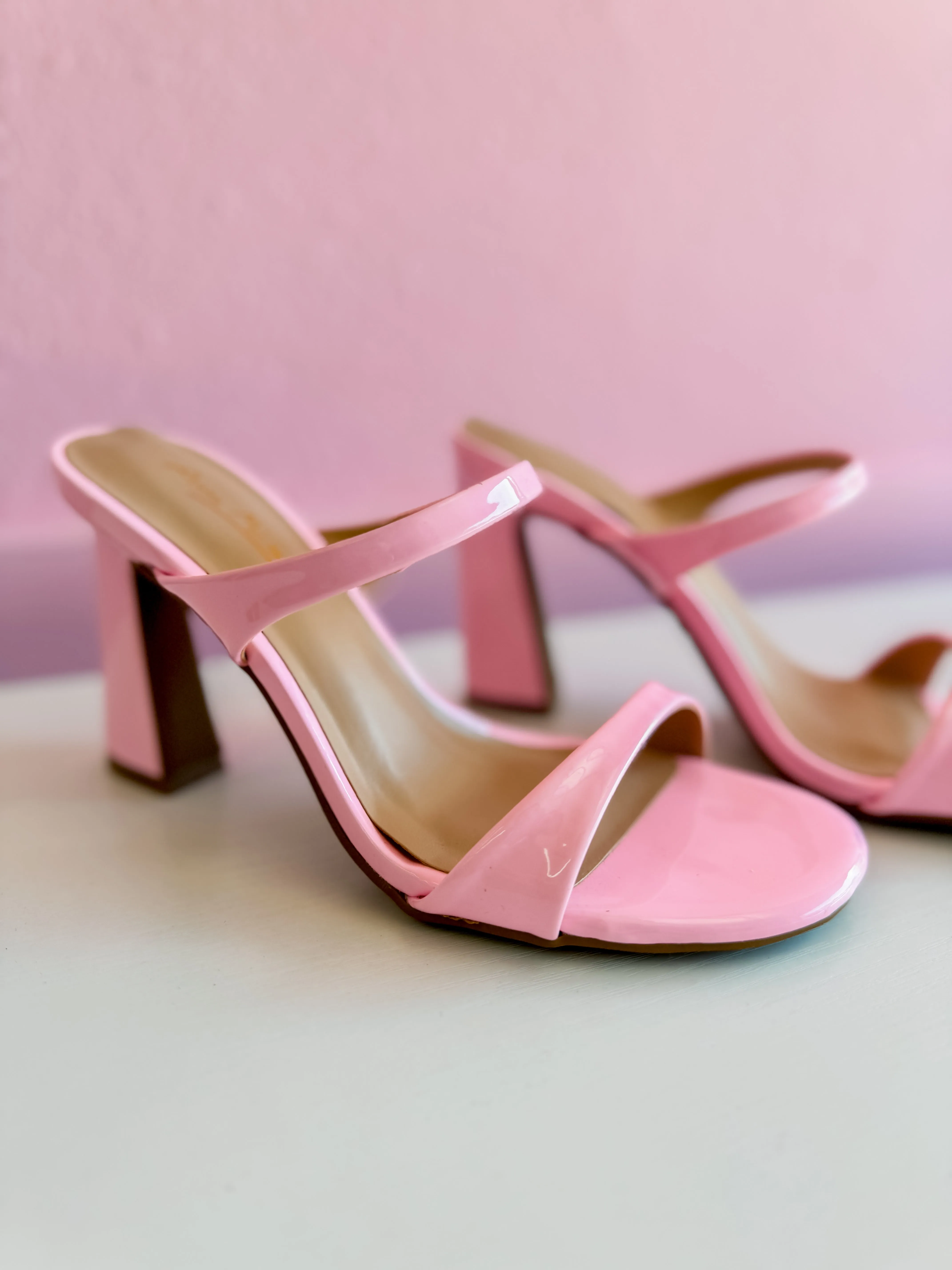 Double Strand Bubble Gum Patent Heels