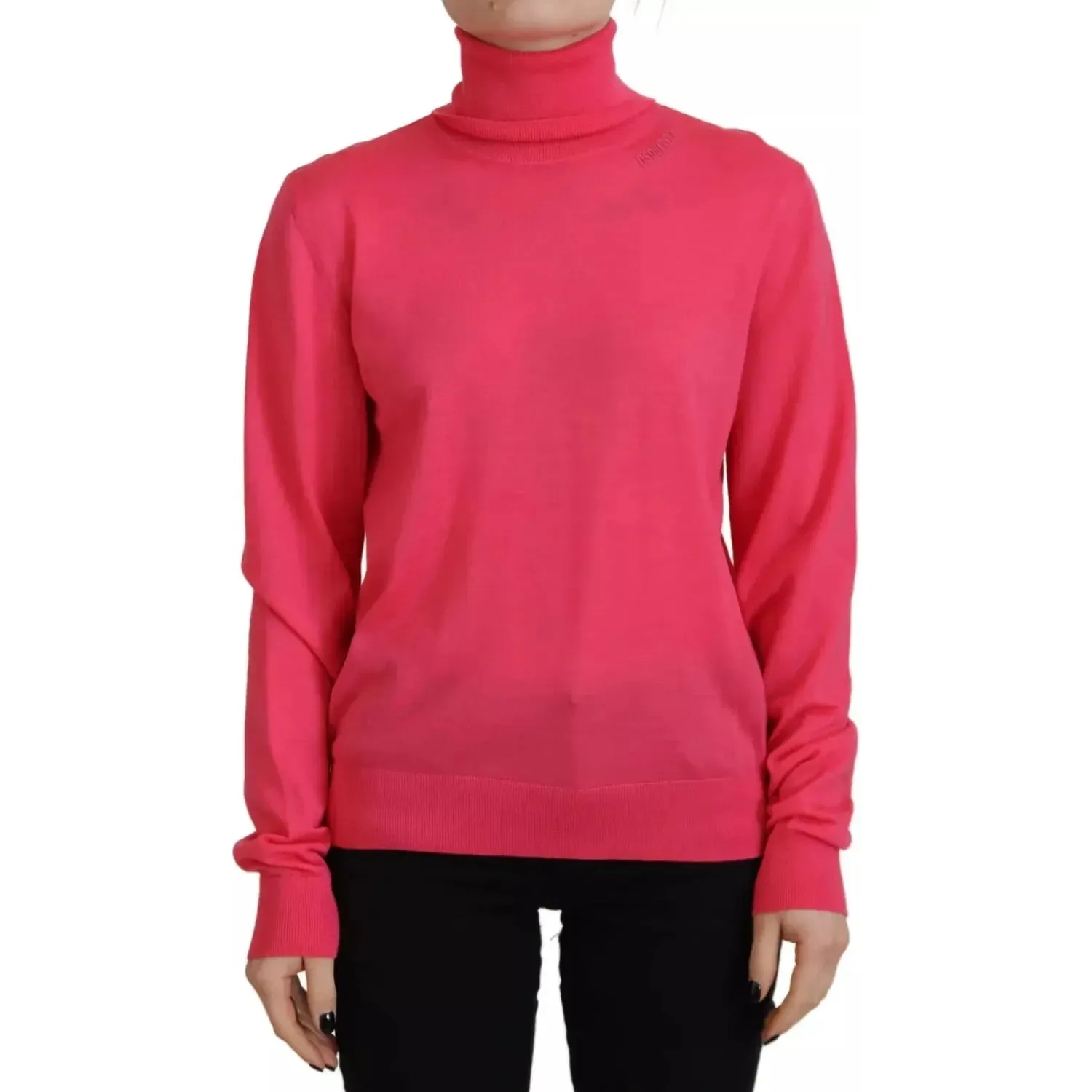 Dsquared² Pink Solid Long Sleeve Turtle Neck Casual Sweater