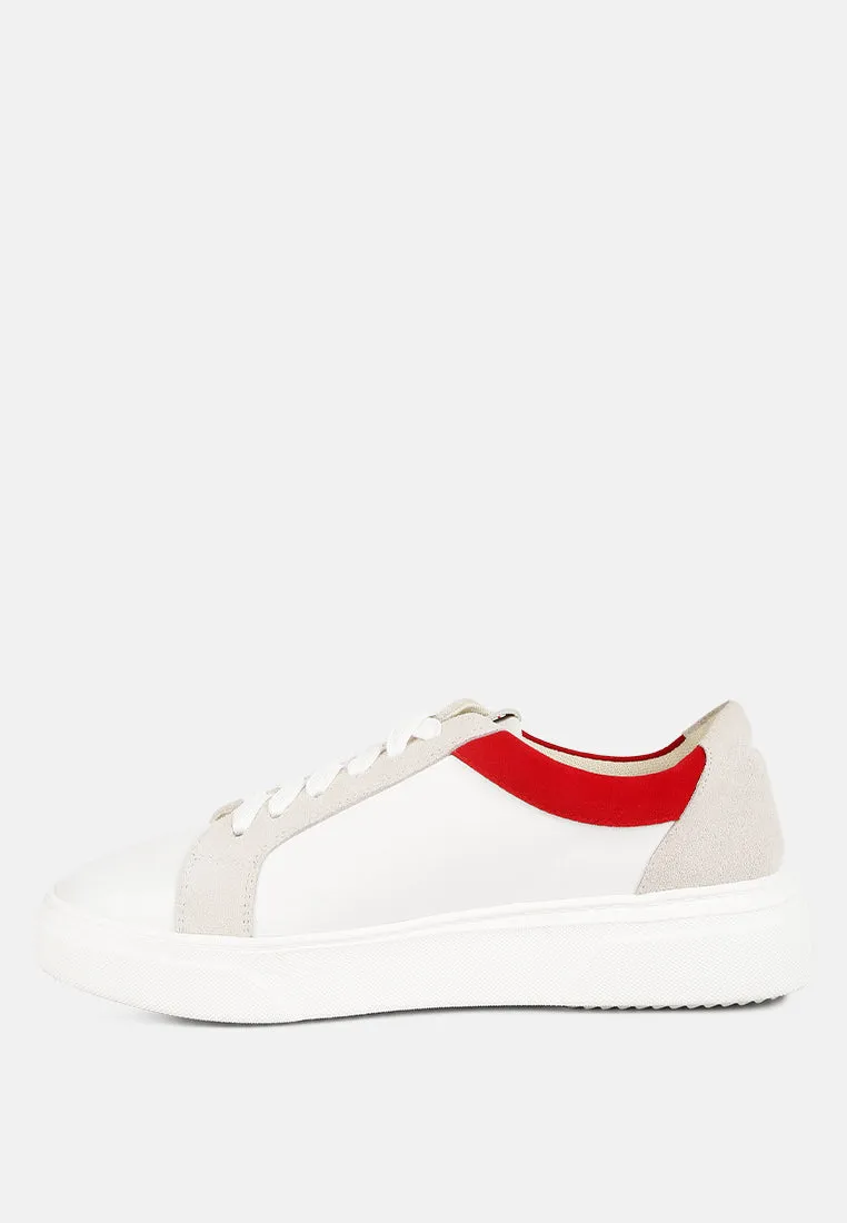 ENDLER Color Block Leather Sneakers in Red