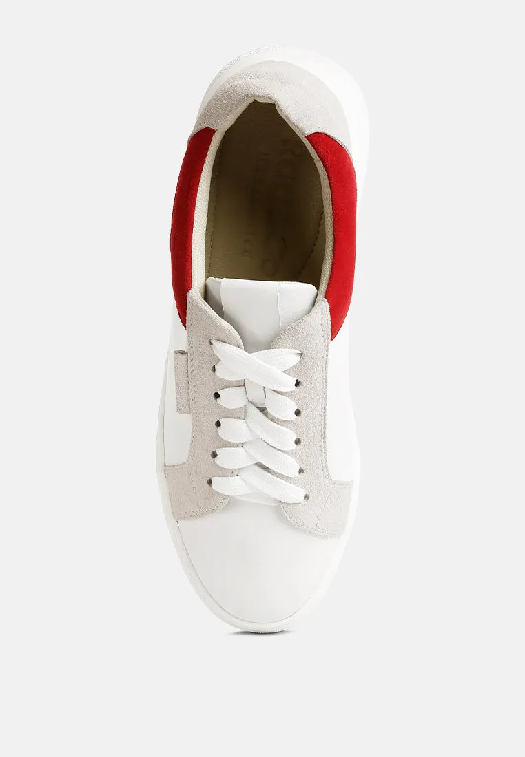 ENDLER Color Block Leather Sneakers in Red