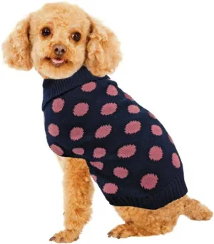 Fashion Pet Contrast Dot Dog Sweater Pink - Medium