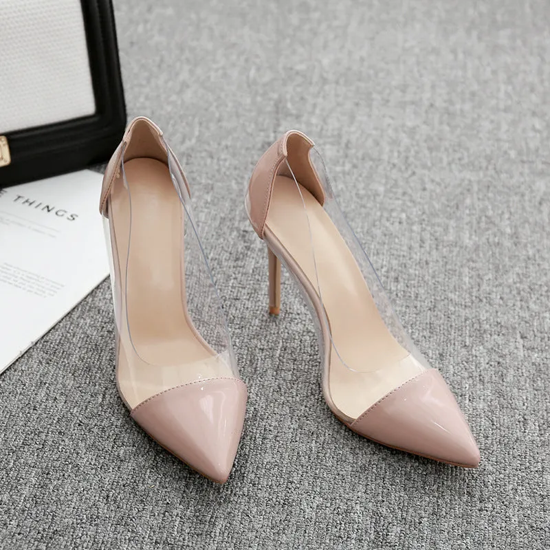 Fashion Transparent Lady Pointed Toe Stiletto Heels