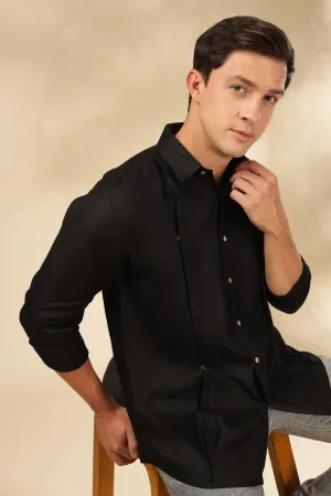 FELIPE - Timeless Elegance in Pure Linen Black Shirts