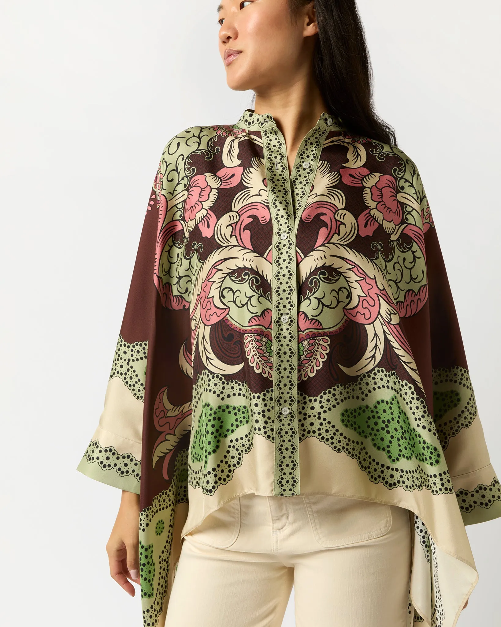 Foulard Shirt in Portal Placée Silk Twill