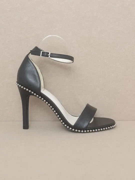 High Heels High Standards Metal Stud Open Toe Heels