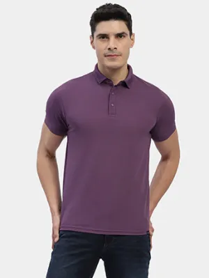 Hummel Men Purple Swift Sports Polo Collar Tshirt