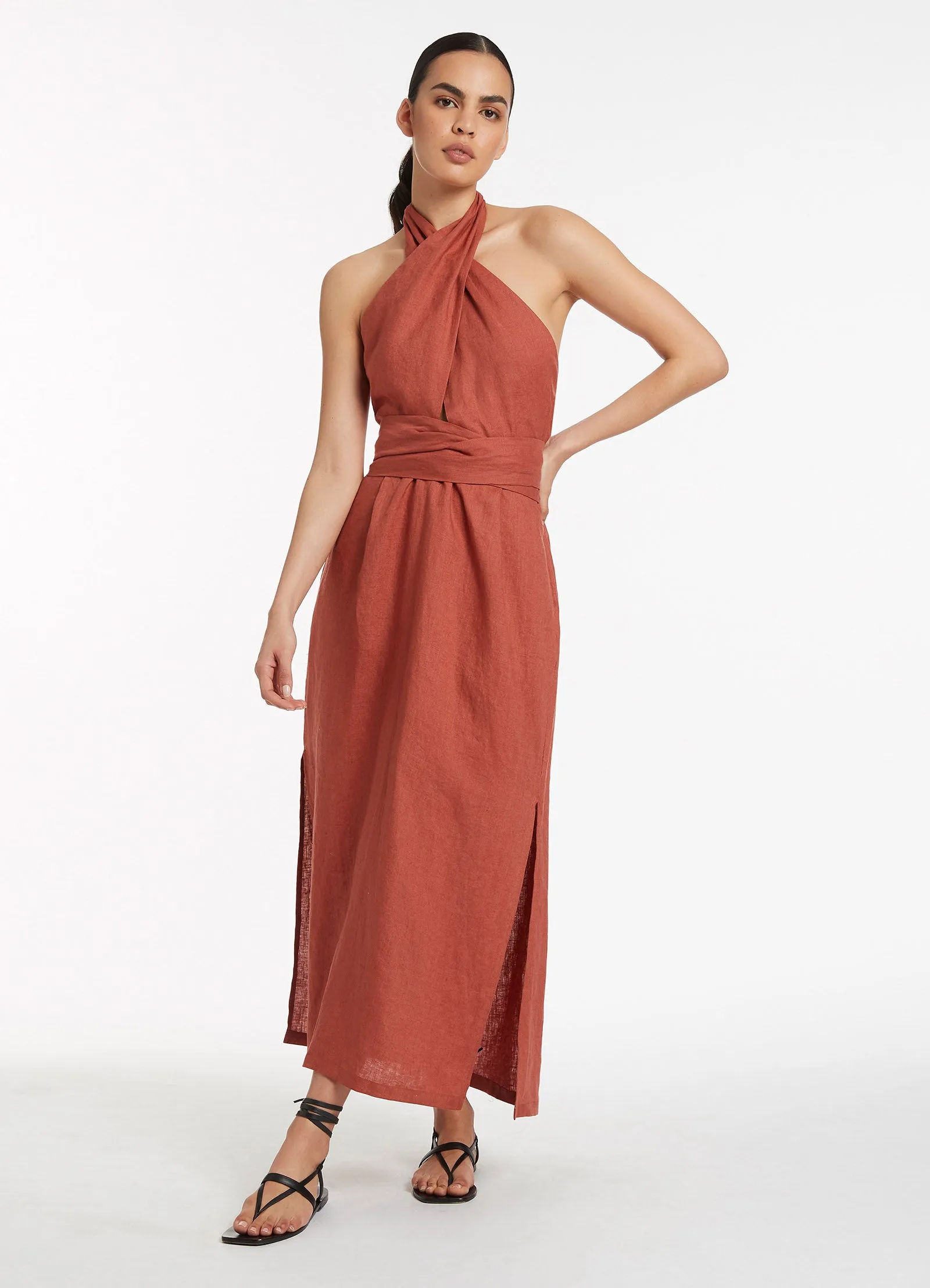 Jetset Wrap Front Dress - Terracotta