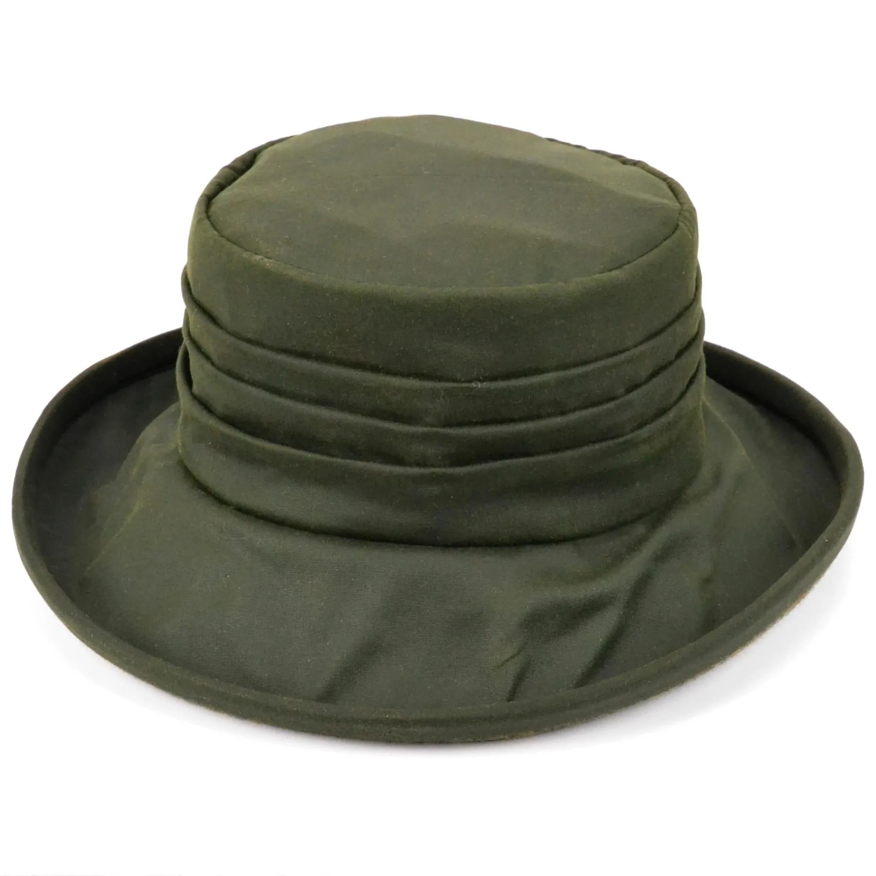 Ladies Wax Hat with Tweed Bow - Olive