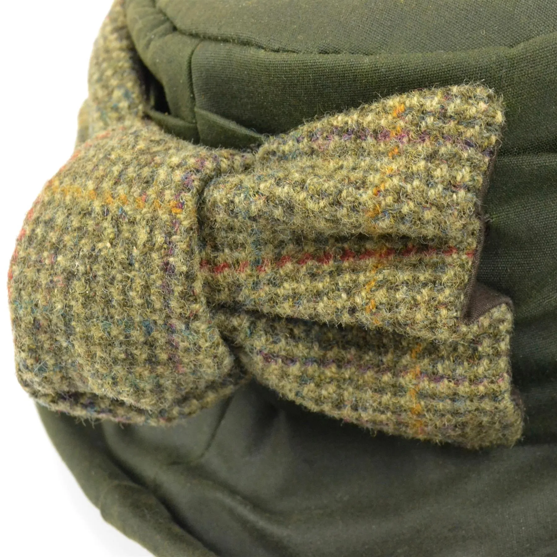 Ladies Wax Hat with Tweed Bow - Olive