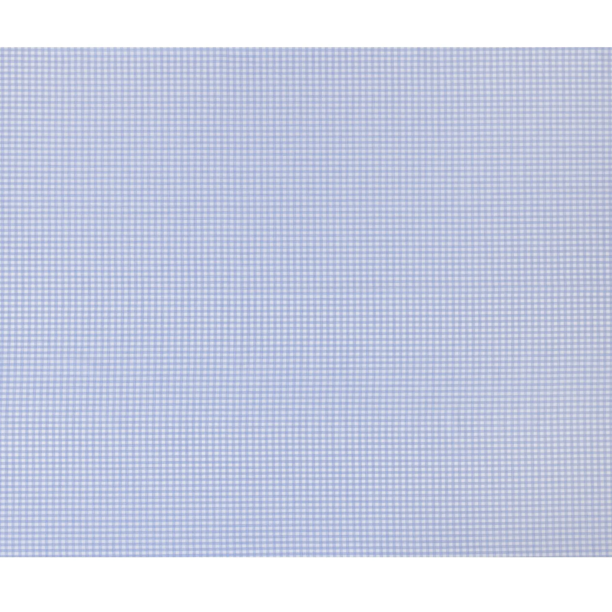 Light Blue and White Gingham Check 100% Cotton Shirting Fabric, 150 cm Width, Made in Italy-D20472