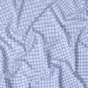 Light Blue and White Gingham Check 100% Cotton Shirting Fabric, 150 cm Width, Made in Italy-D20472