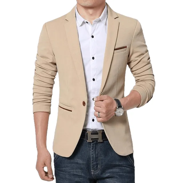 Luxury Men High Quality Cotton Slim Fit Suit