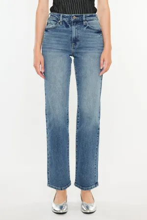 Medium Wash High Rise Relaxed Straight Leg Jeans