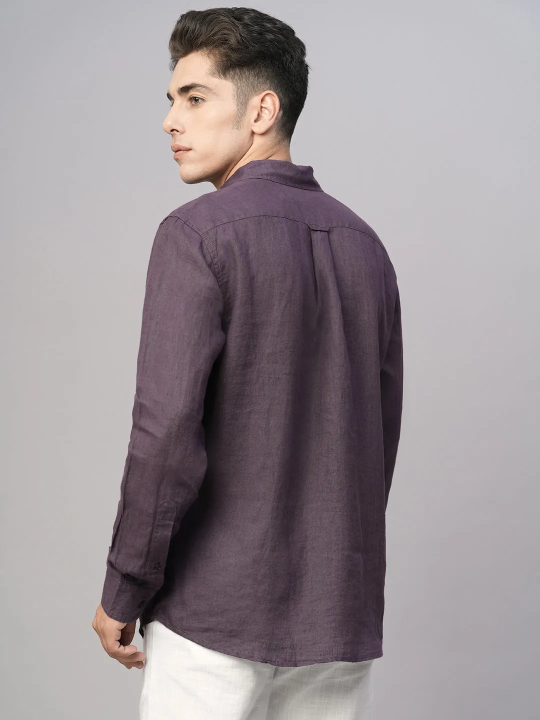 Men's Grape 100% Linen Regular Fit Shirt