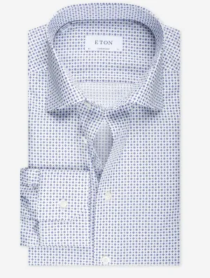 Micro Print Comtemporary Fit Shirt Blue