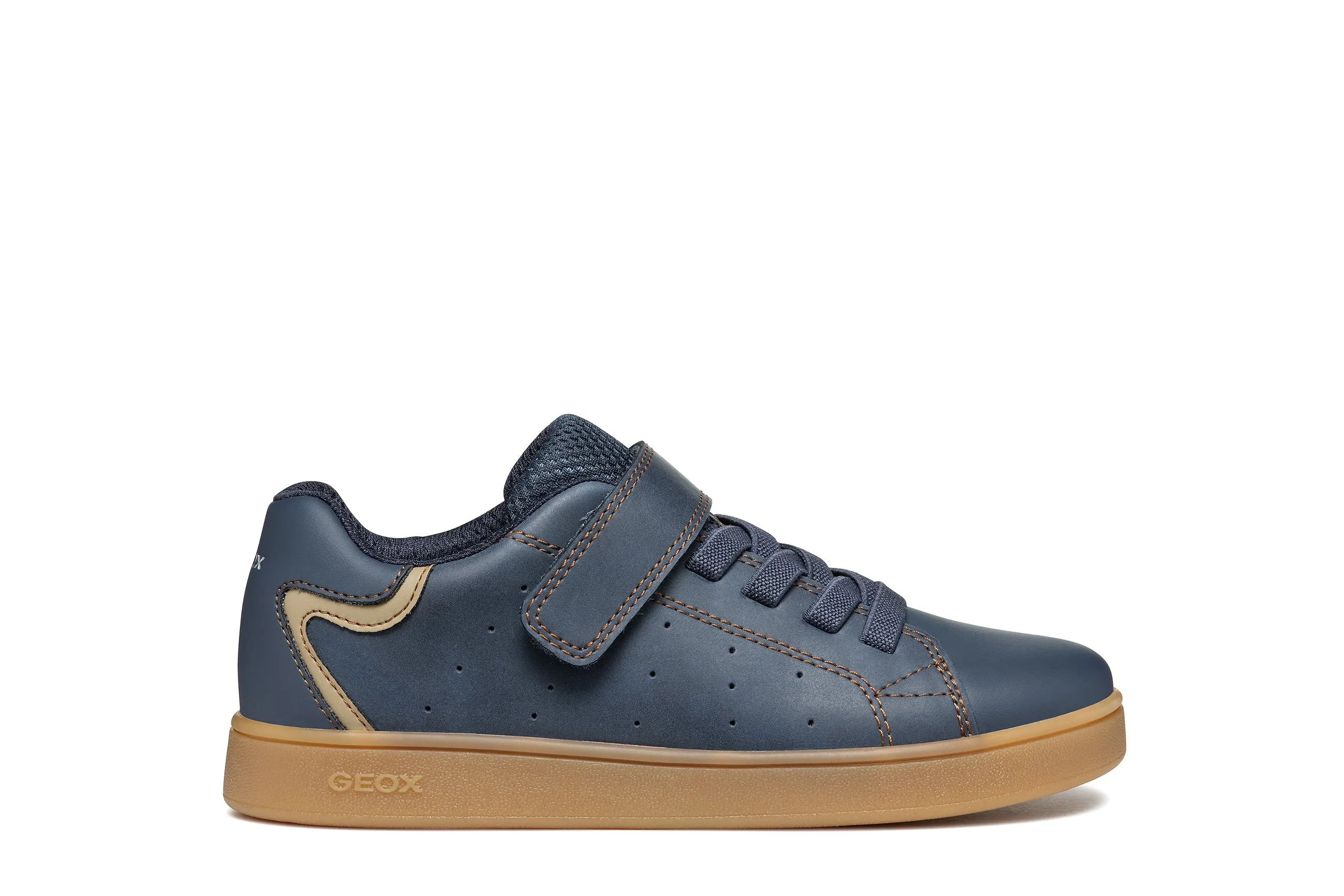 Navy leather sneakers with brown sole J Eclyper