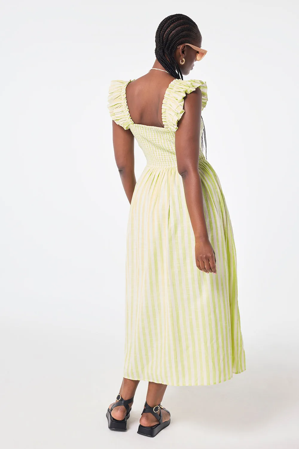 Neon Yellow with Ivory Stripe Maxi Sundress