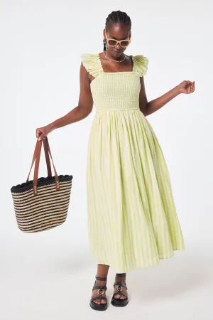 Neon Yellow with Ivory Stripe Maxi Sundress