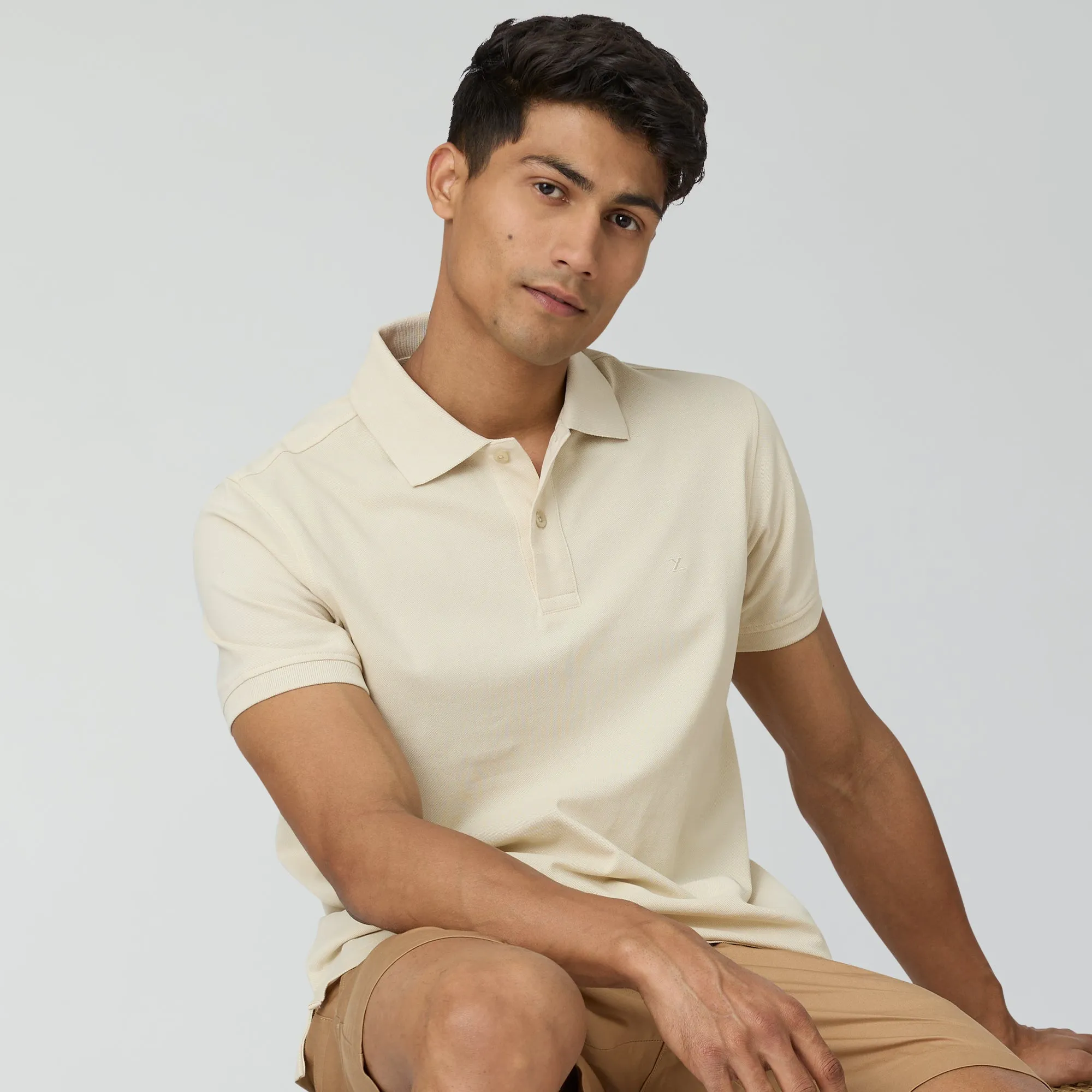 Nova Combed Cotton Polo T-shirts Almond White