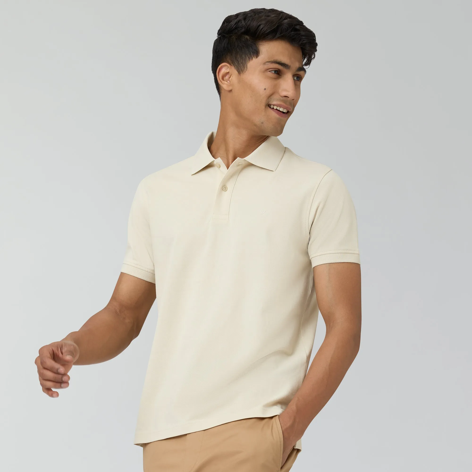 Nova Combed Cotton Polo T-shirts Almond White